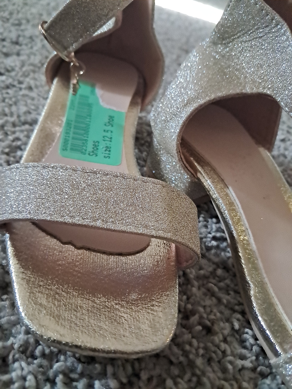 Gold Glitter Women's Block Heel Sandals